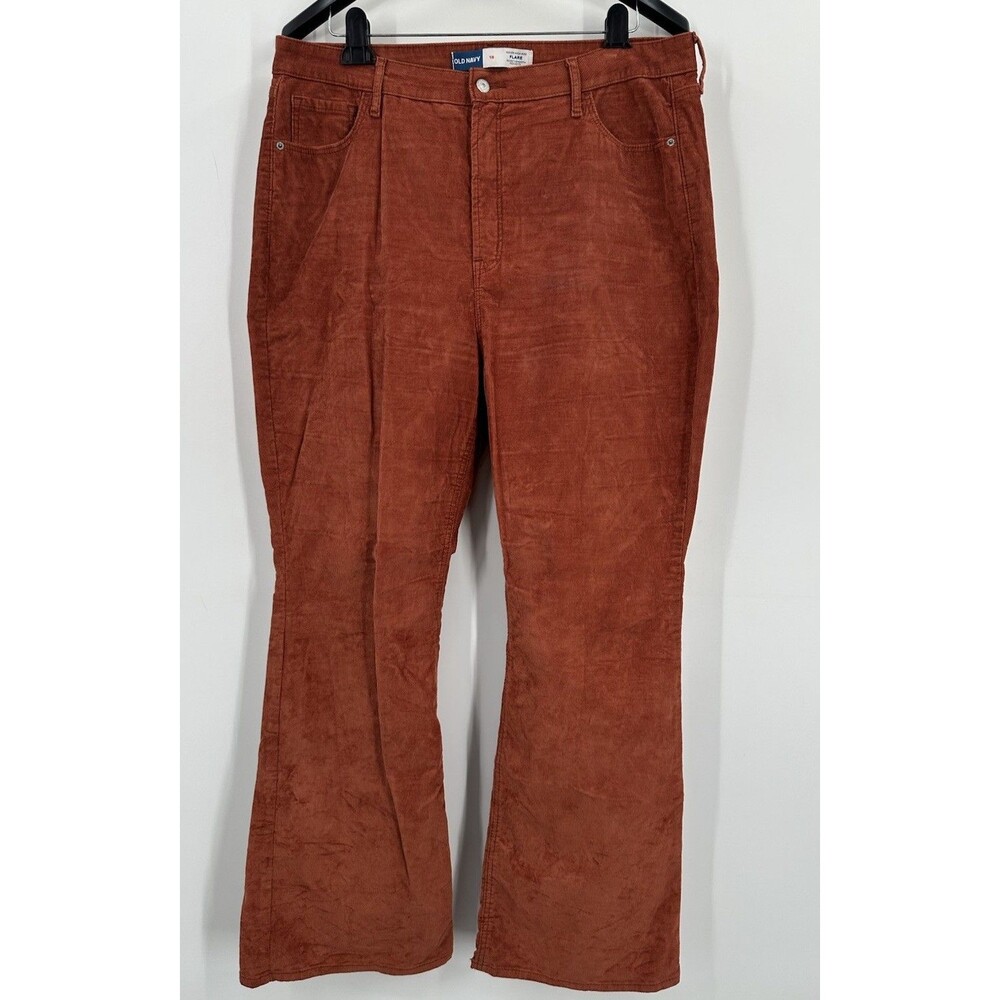 Old Navy Corduroy Flare Pants Size 18 Burnt Orange Higher High Rise Women's